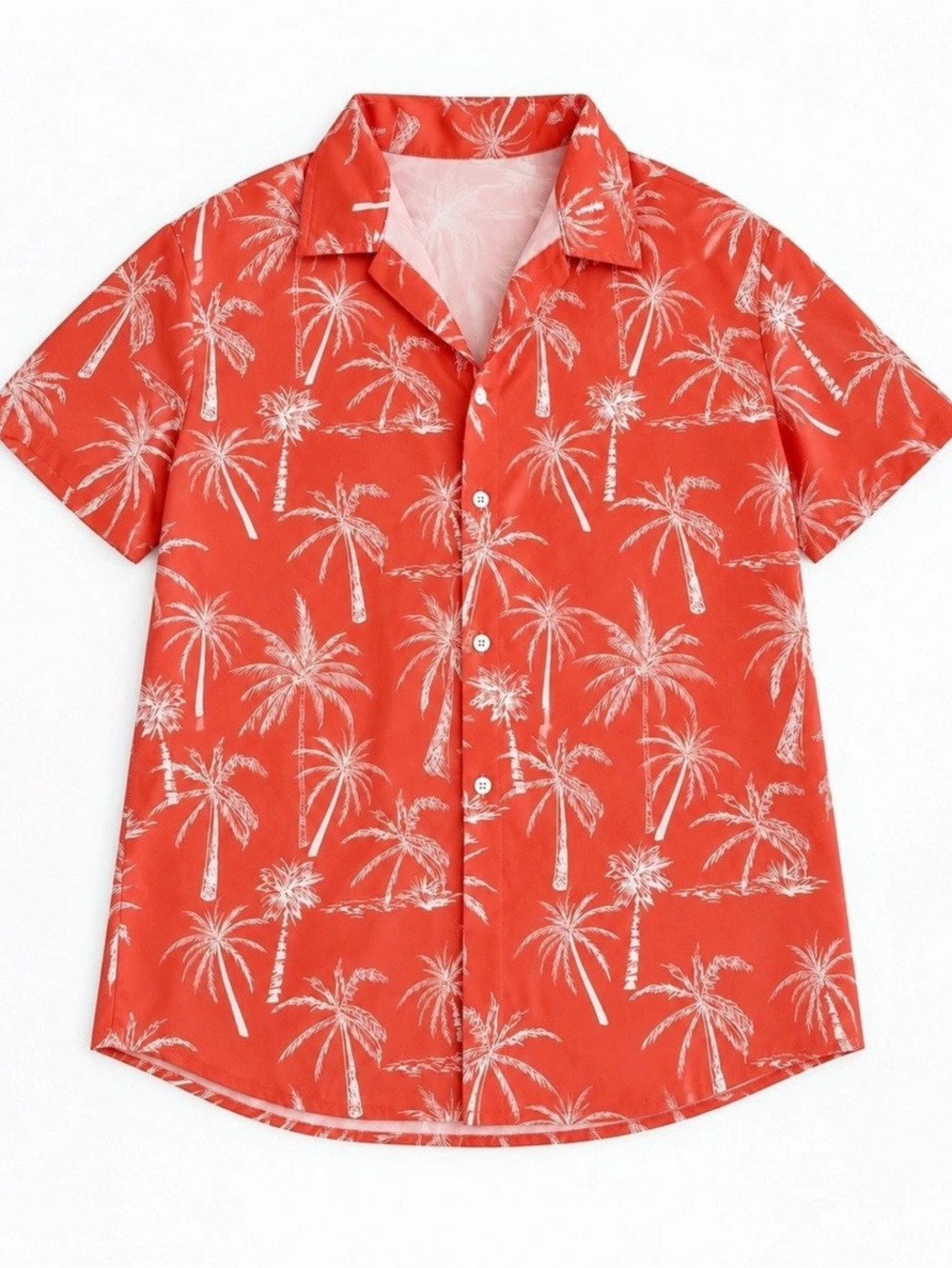 Youth XL orange & White Palm Print Button-Up